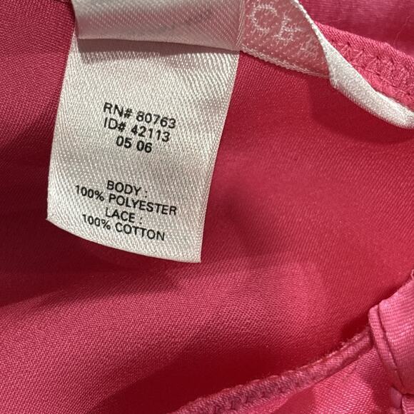 Y2K Victorias Secret Slipdress Cami Babydoll Mini Coquette Boho Hot Pink Size S - Picture 14 of 14